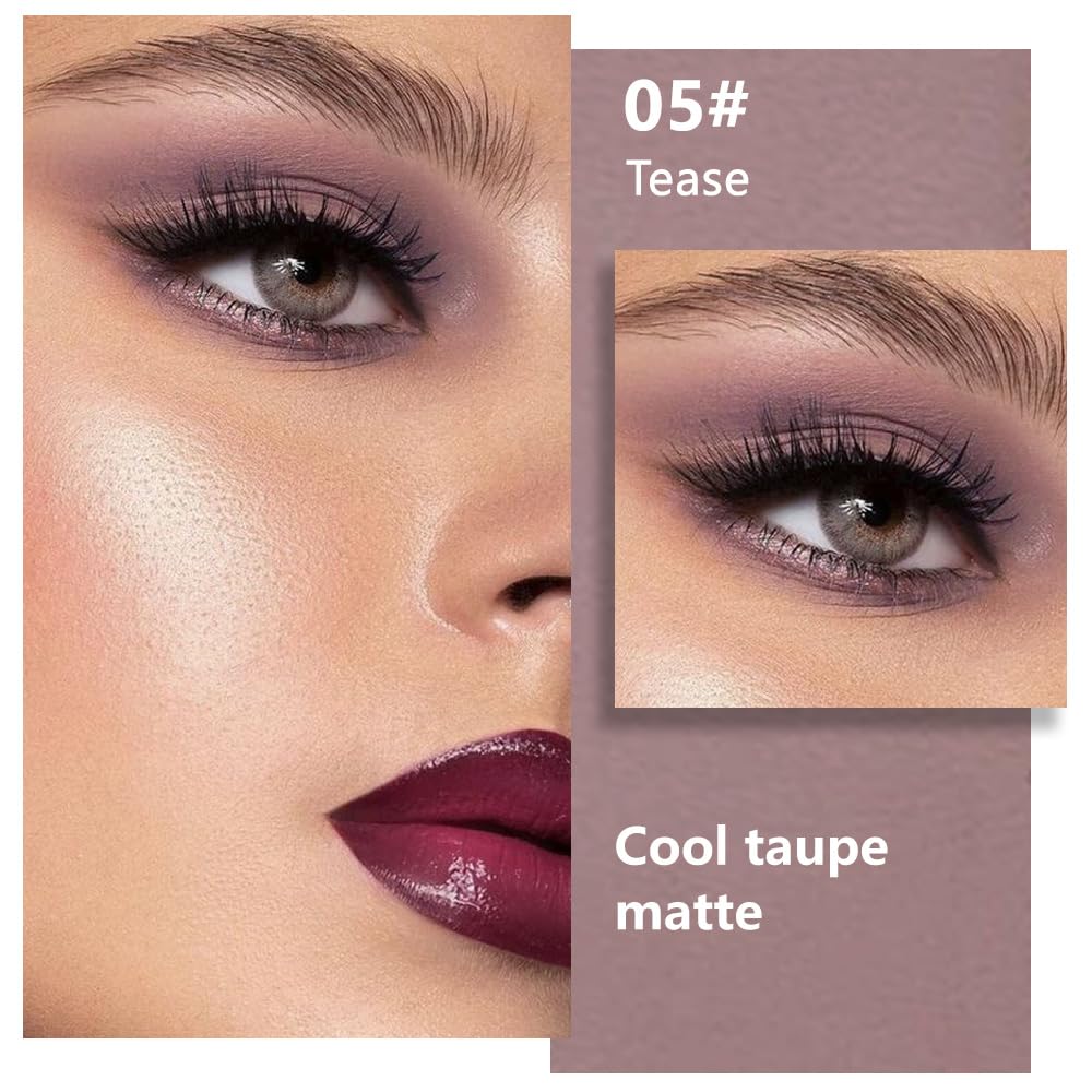 evpct Taupe Matte Single Mini Pressed Eyeshadow Makeup Palette, Brown Mauve Plum Purple Matte Naturals Monochrome Cream Eye shadows Palette Makeup for Older Women Pigmented Waterproof Sombra Para Ojos