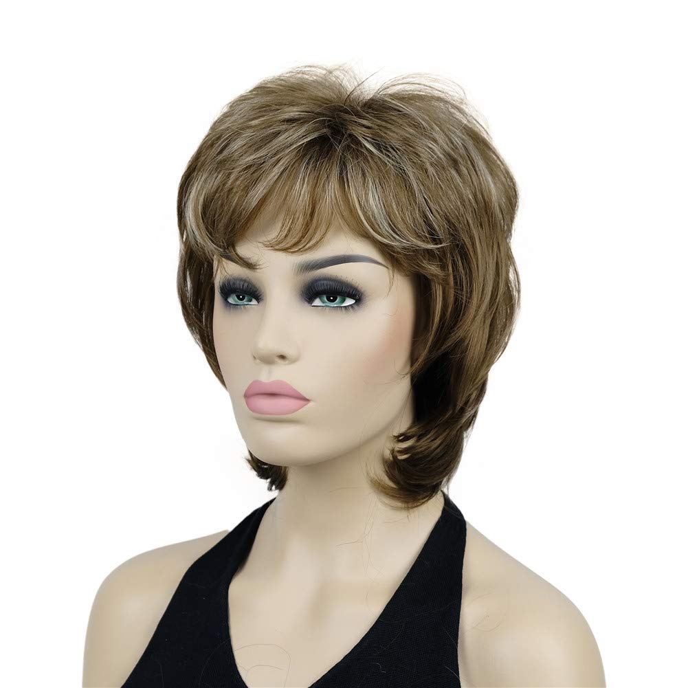 Lydell Short Length Layered Shaggy Full Synthetic Wig Wigs #12TT26