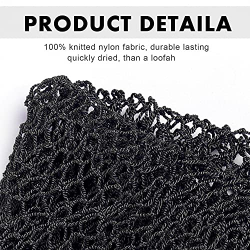 African Net Long Bath Net Sponge,JASSINS Bathing Body Exfoliating Shower Body Back Scrubber Skin Smoother,Stretch Length to 66 INCH (Black)