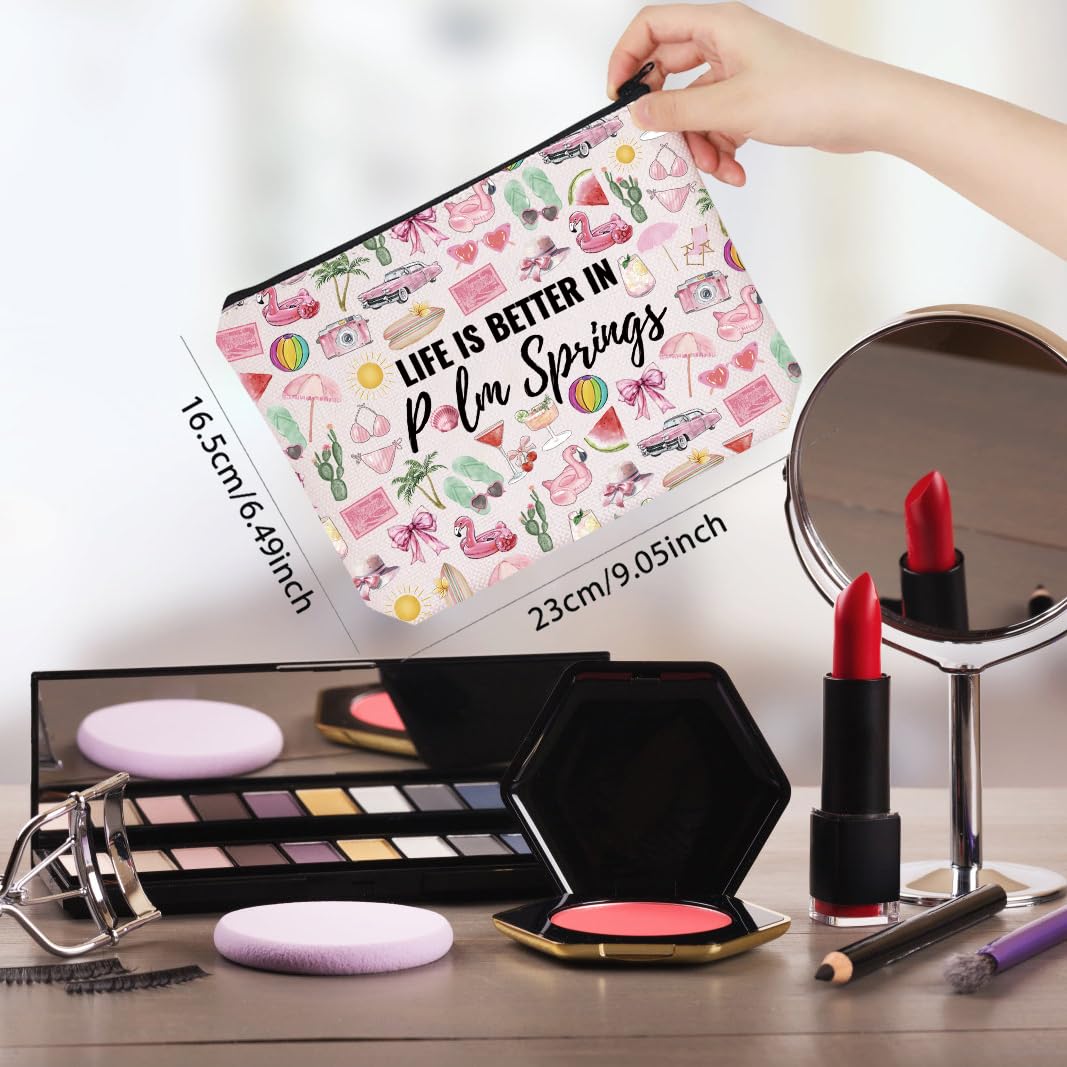 WCGXKO Palm Springs Gifts For Women Palm Springs Party Gift Life Is Better In Palm Springs Travel Gift Makeup Bag (Better In Palm Springs Bag)