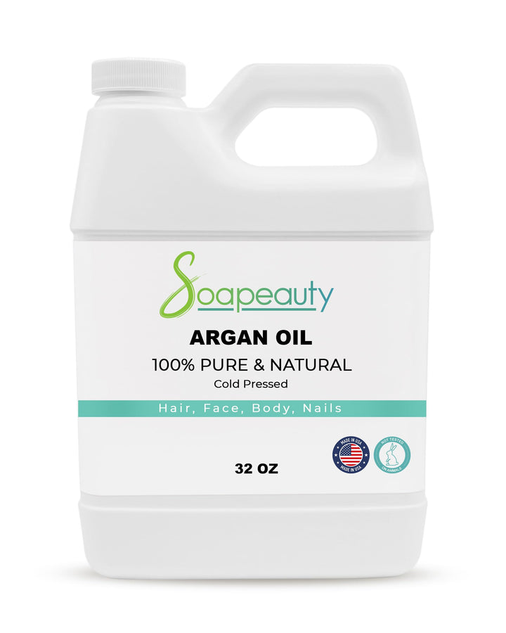Soapeauty Cold Pressed Refined ARGAN Oil | 100% Natural & Pure | Carrier for Essential Oils, Skin, Face, Nails, Hair Growth & Body Moisturizer | 32 fl oz
