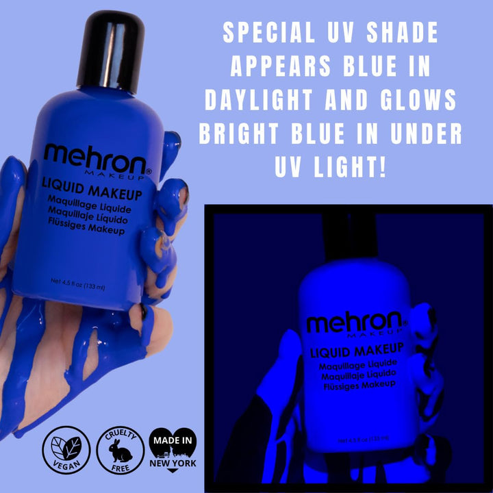 Mehron Liquid Face Paints - Day Glow Blue GLBL (4.5 oz)
