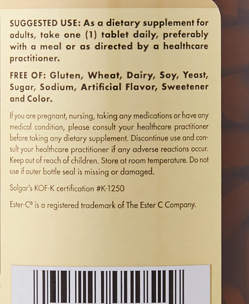 Solgar Ester-c Plus 1000 Mg Vitamin C Ascorbate Complex, 90 Tablets, 90 Count (Pack of 12)