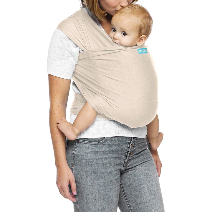 Moby Baby Wrap Carrier Evolution by Petunia Pickle Bottom for Newborns to Toddlers (8-33lbs), Infant Sling Carrier, Hands Free Design, Adjustable for All Body Types (Almond)
