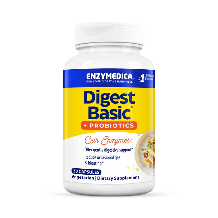 Enzymedica, Digest Basic + Probiotics, Gentle Digestive Enzymes with 400 Million CFU Active Cultures per Capsule, 30 Capsules