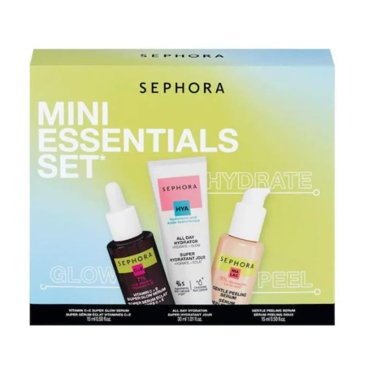 Sephora Favorites Limited Edition Mini Essentials Skincare Set - Glow Serum - Peeling Serum - Face Hydrator - Travel Size
