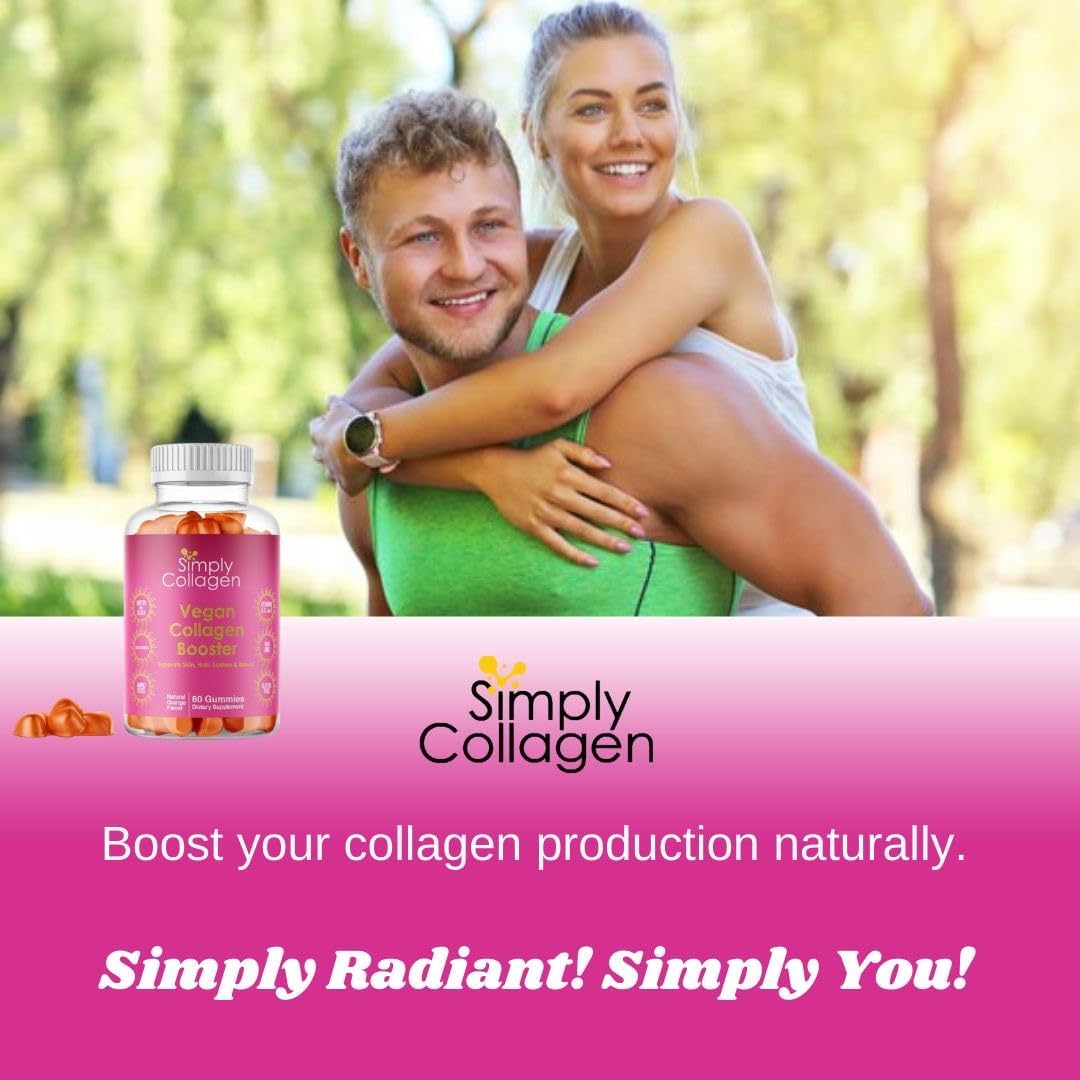 Simply Collagen® Vegan Collagen Booster Gummies for Women & Men - Promotes Youthful & Beautiful Skin, Hair, Nails & Lashes - Key Amino Acids & Antioxidants with Biotin, Vitamins A,C, & E