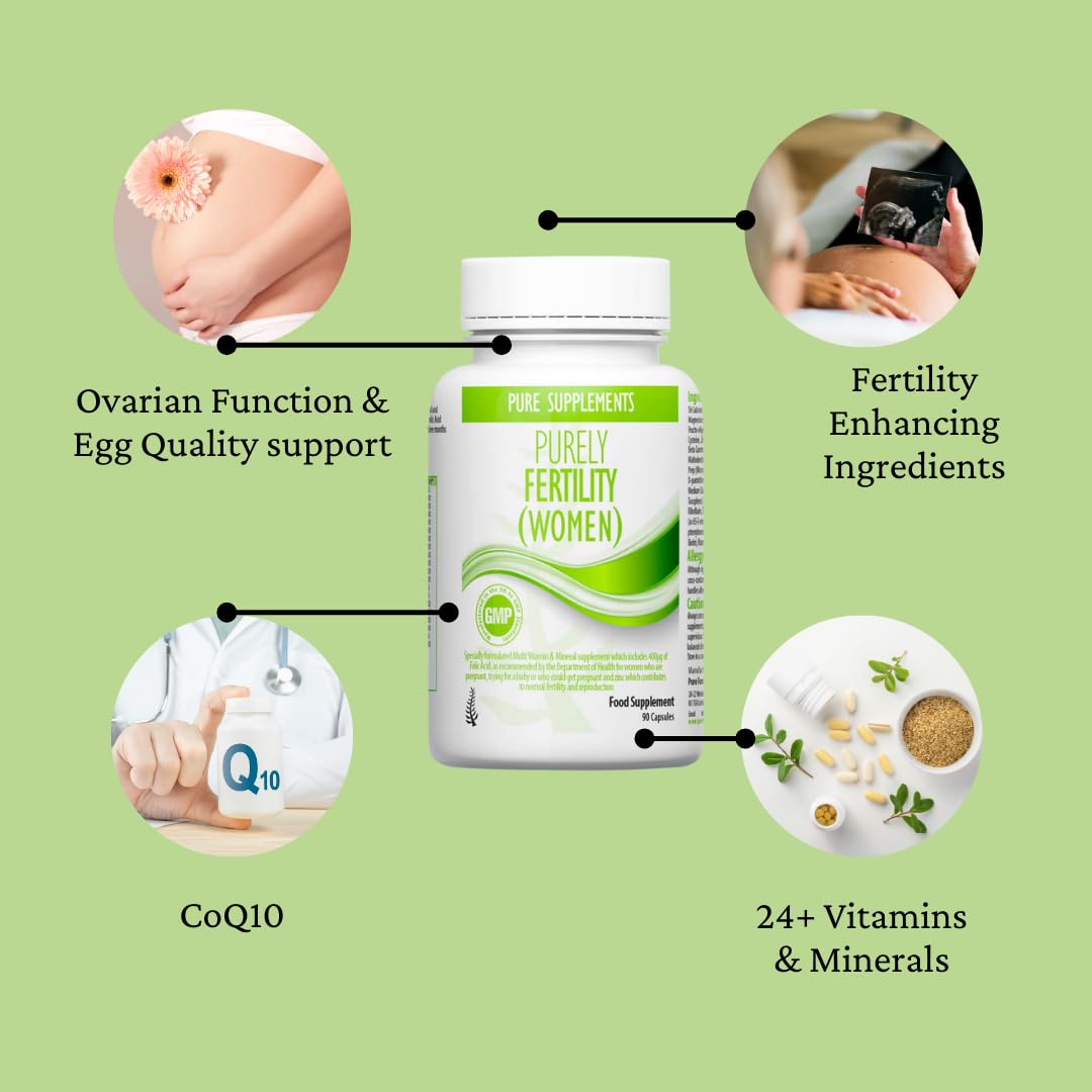Fertility Supplements for Women | Complete Fertility Support Supplement | 400µg Folic Acid, Iron, Selenium, Zinc, Vitamins A, D3, E, C, etc