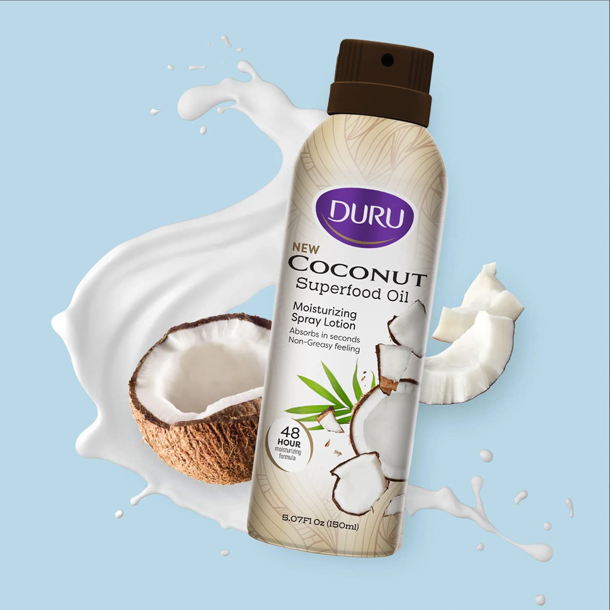 Duru Coconut Moisturizing Spray Lotion - Spray Moisturizer Coconut Oil Lotion 48 Hour Moisture Body Lotion