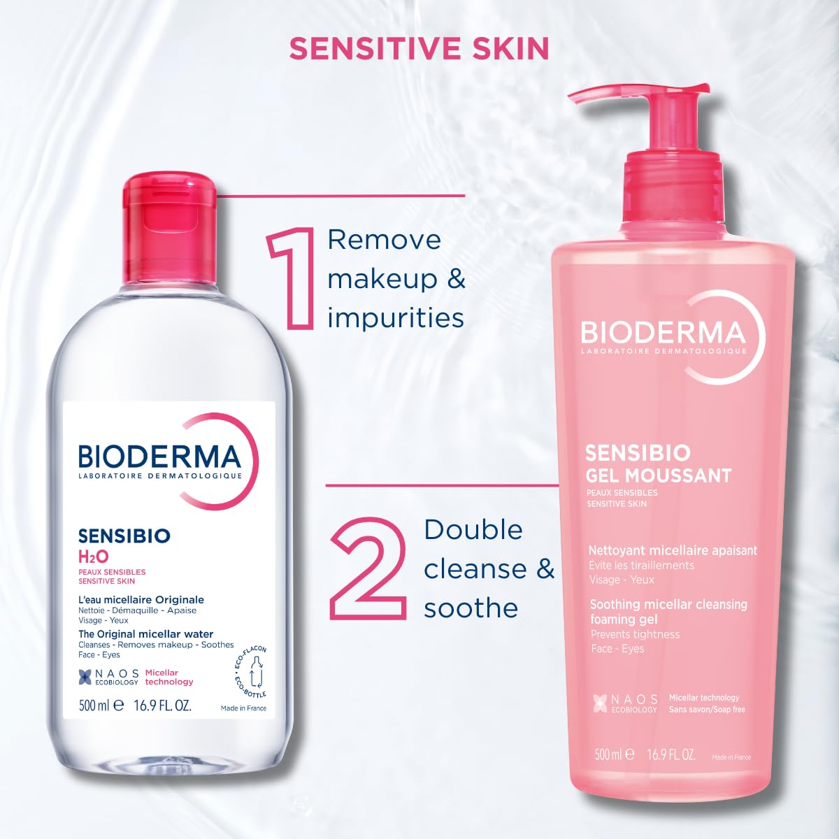 Bioderma Sensibio Micellar Cleansing and Makeup Removing Foaming Gel for Sensitive Skin
