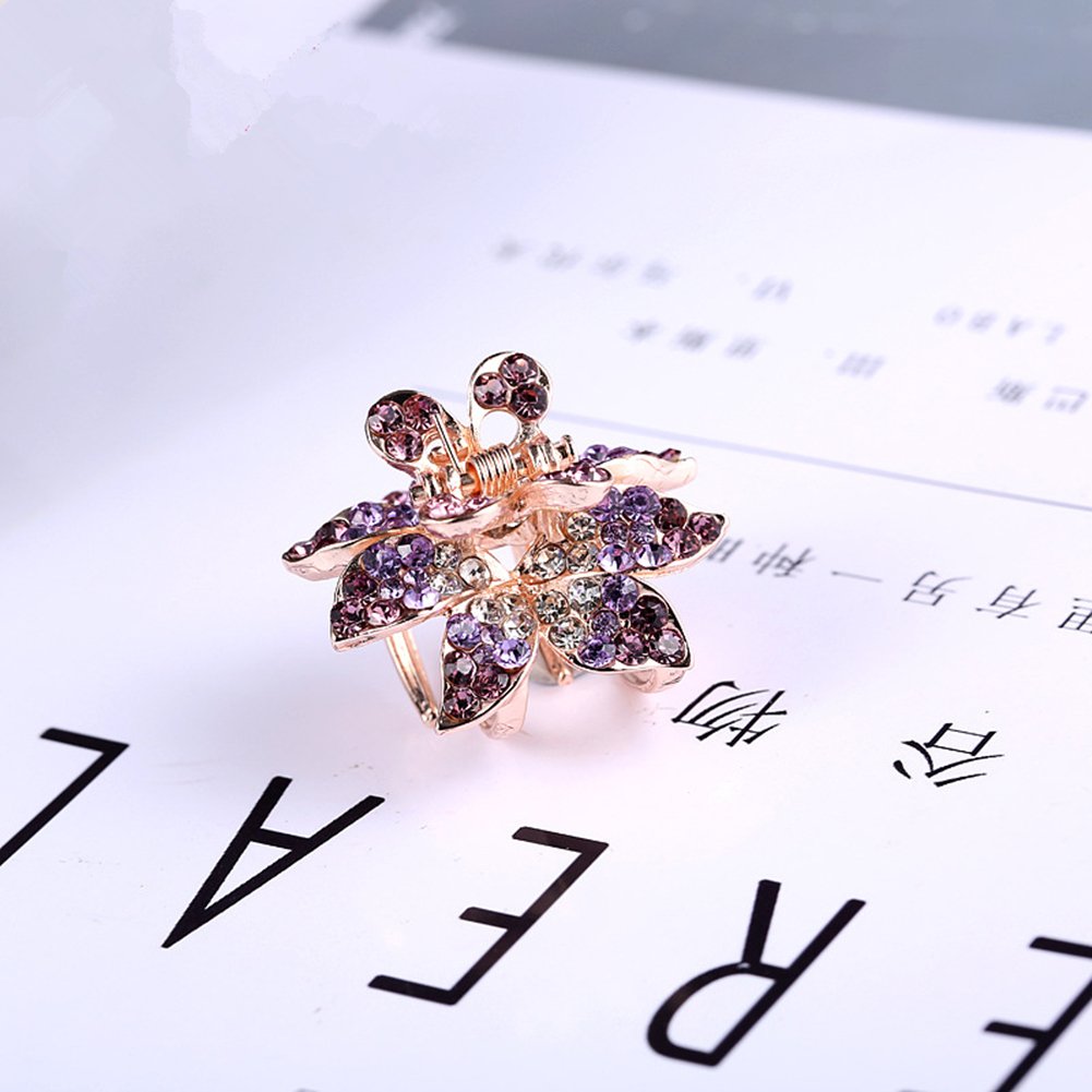 Casualfashion 4Pcs Fashion Crystal Leaf Style Mini Bangs Clips Small Rhinestone Hair Claws Hairpins for Women Girls 1.100.59 inch