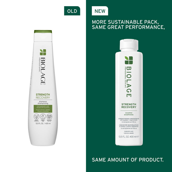 Biolage Strength Recovery Shampoo - Reduces Breakage & Detangles, For Damaged Hair, With Olive Squalane & Vegan Proteins, Paraben & Mineral Oil-Free 13.5 Fl Oz, Packaging May Vary