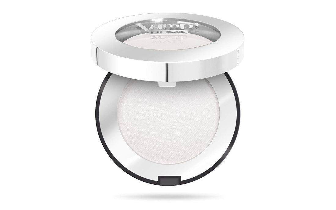 PUPA Milano Vamp! Matt Compact Eyeshadow - Extreme Matte Finish - Silky Velvet Formula Applies Easily - Creamy Texture Ensure Powders Blend Seamlessly - Lasts All Day - 010 White Chalk - 0.088 Oz