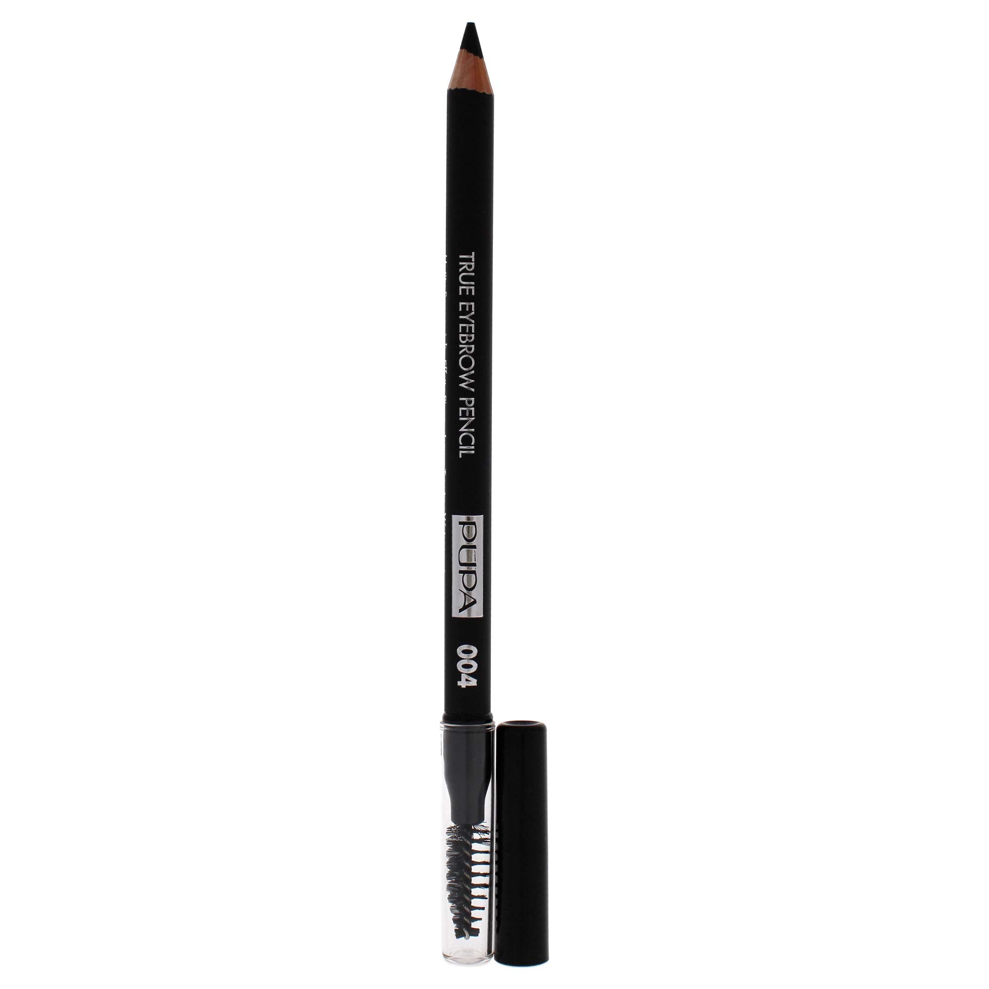 PUPA Milano True Eyebrow Pencil - Total Fill Eyebrow, Long Lasting and Waterproof - Wooden Pencil with Mini Comb - Combination of Waxes and Oils, Rich and Highly Pigmented - 004 Extra Dark - 0.038 Oz