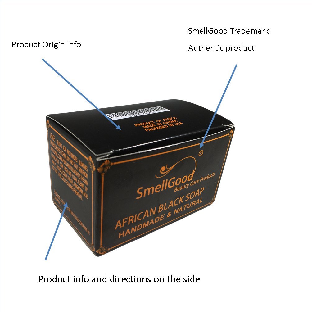 SmellGood - African Black Soap, totally natural, best quality, raw and organic soap, great for body and face wash, imported from Ghana, 8oz bar