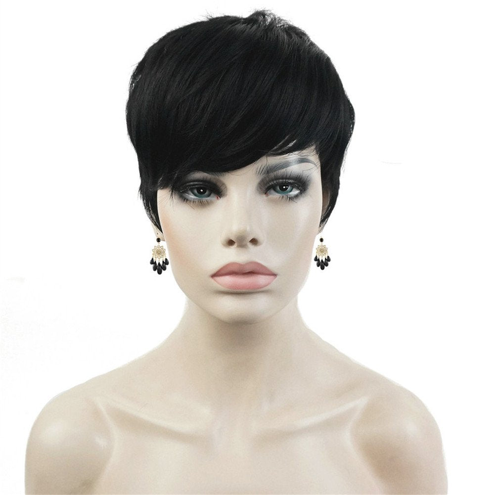 #2: Aimole Synthetic Short 6 Inches Drakest Brown Straight Wig Heat Resistant Full Capless Hair Party Wig(2-Darkest Brown)