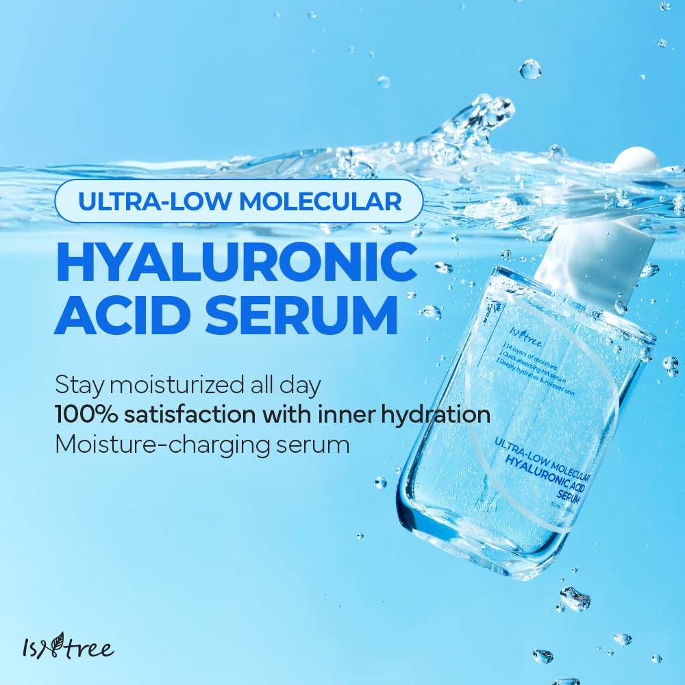 ISNTREE Ultra-low Molecular Hyaluronic Acid Serum 50ml, 1.69 fl.oz | Korean Skincare | Quick Absorbing | Deep Hydration & Skin Smoothing | Vegan Skincare