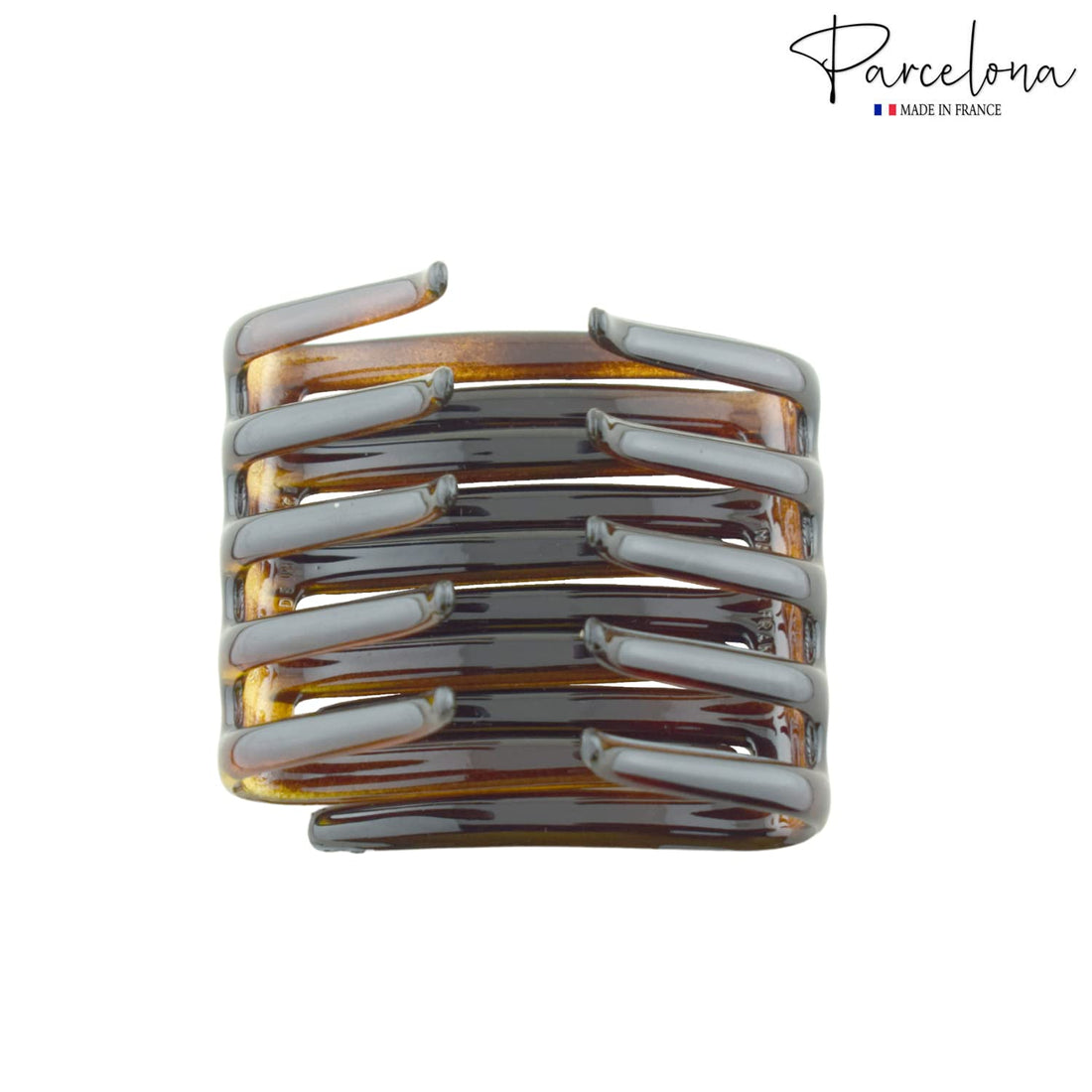 Parcelona French Crab Interlocking Medium Celluloid Shell Hair Clip Side Comb 2 1/4 Inches
