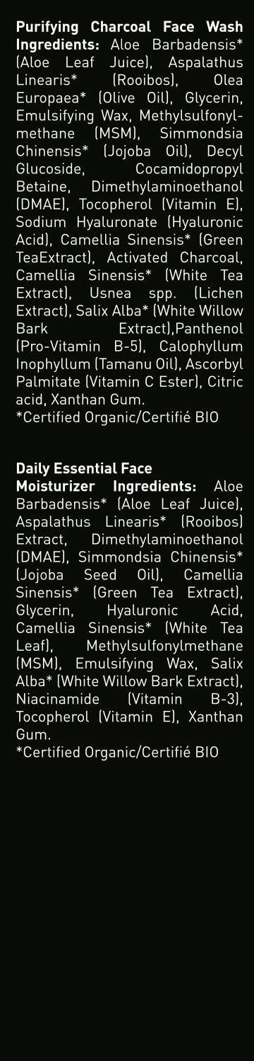 Brickell Men's Products Daily Essential Face Care Routine II, Purifying Charcoal Face Wash and Daily Essential Face Moisturizer, Natural and Organic, Unscented