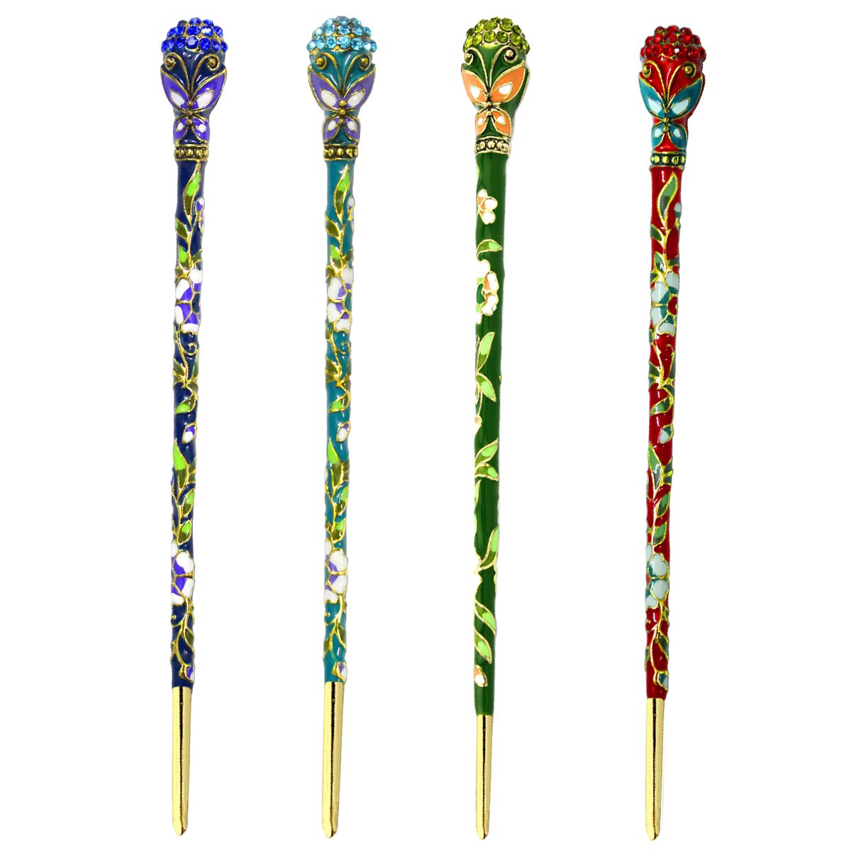 Fashion & Lifestyle 2 Count Hair Decor Chinese Traditional Style Hair Sticks Shawl Pins Picks Pics Forks for Women Girls Hair Updo Making Accessory 6 with Butterfly, Green