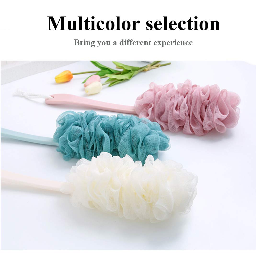 Yisella Shower Brush With Long Handle,Loofah Back Scrubber Blue and White