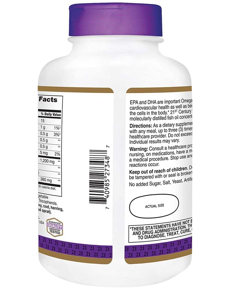 21st Century Fish Oil 1200 mg Softgels, 140 Count