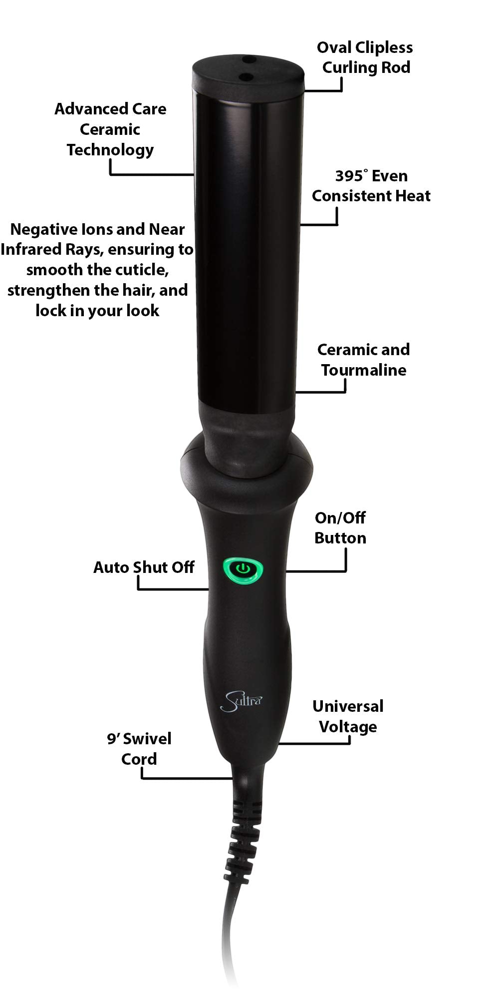 Sultra The Bombshell Oval Rod Curling Iron 3 piece