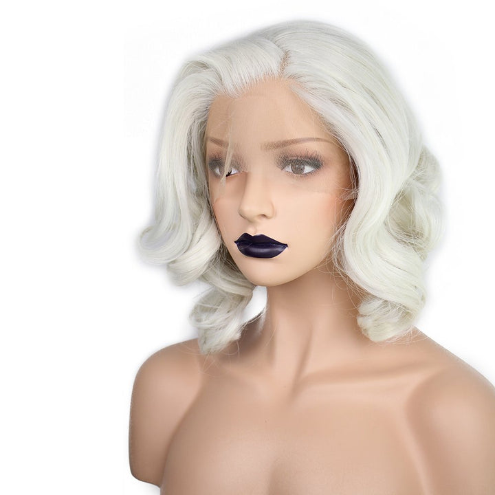 Anogol Hair Cap+Short Curly Bob Wigs Blonde Synthetic Lace Front Wig Glueless Natural Hairline For Women Heat Resistant Full Hair