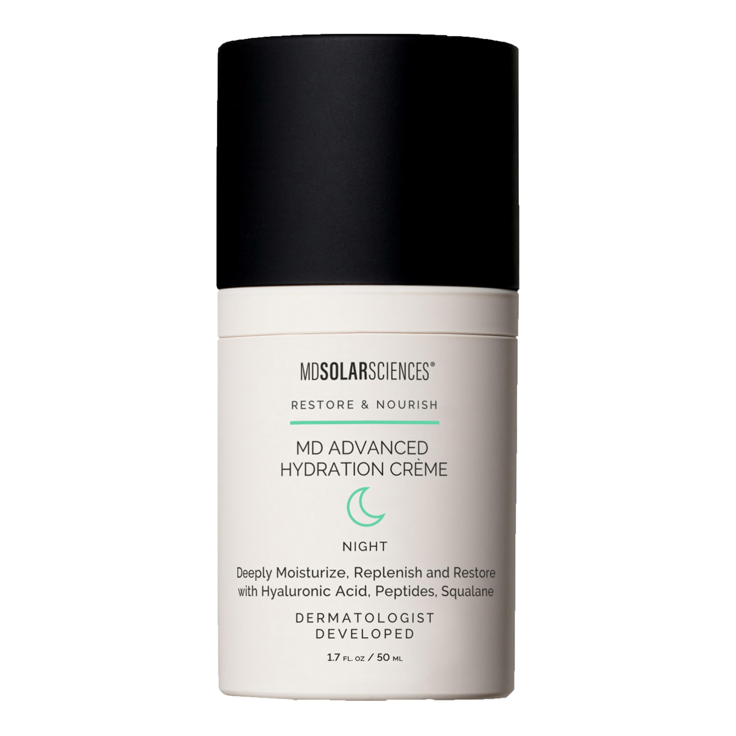 MDSolarSciences Advanced Hydration Cream, Facial Night Cream, Cruelty-Free, Vegan, Paraben-Free, Fine Line Treatment, Anti-Aging, Hydrating, Ceramides, Squalane, Hyaluronic Acid, 1.7 Fl Oz