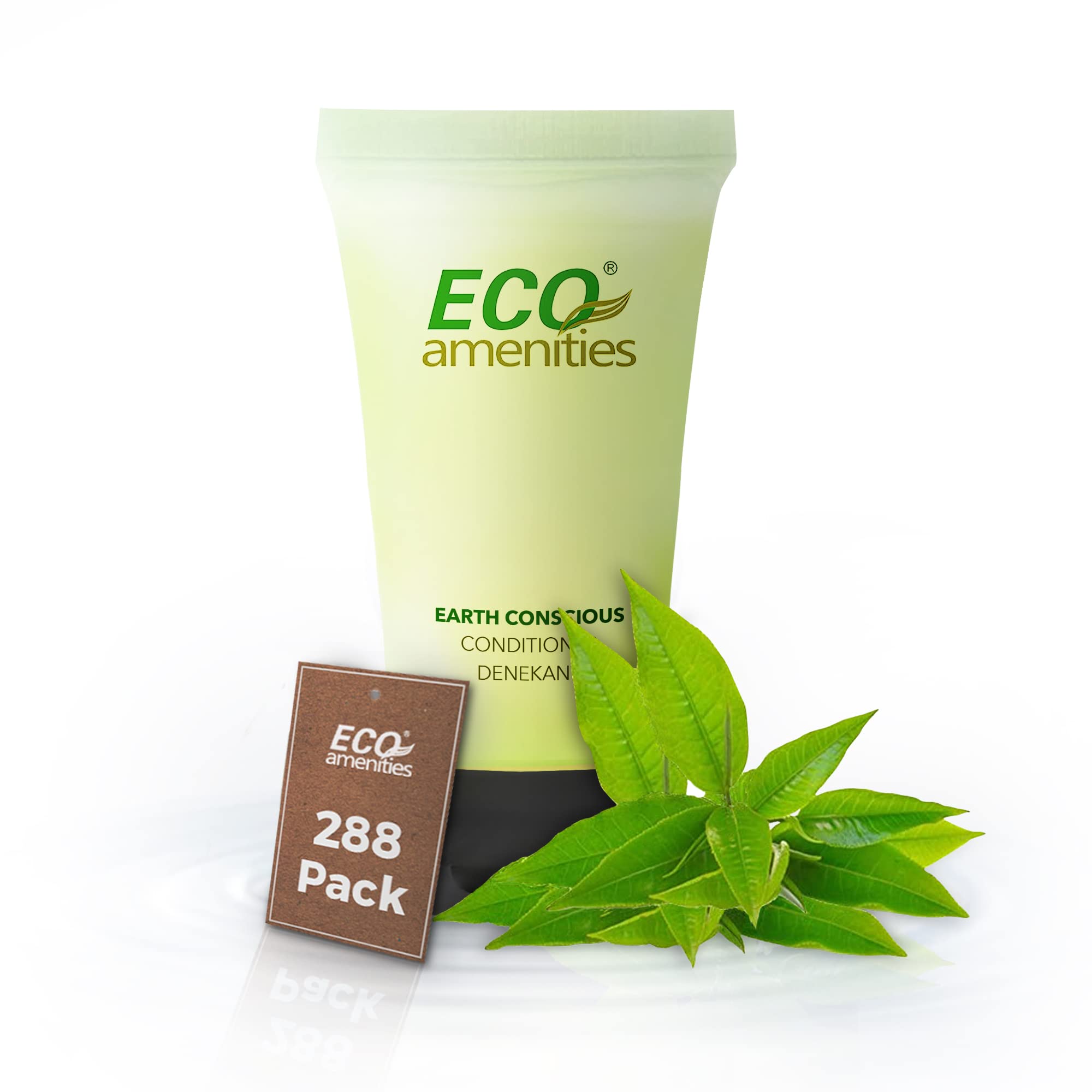 ECO Amenities Travel Size 0.75oz Conditioner (BULK 288 Pack) - 22ml Hotel Conditioner Supplies for Guests - Green Tea Scent Eco Conditioner with Twist Cap, Biodegradable Container