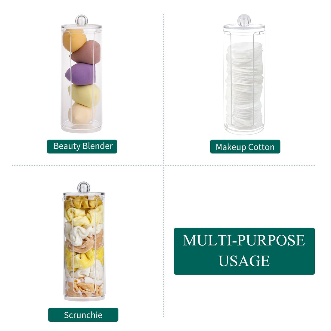 FABROK Clear Scrunchie Holder Stand, Hair Tie Organizer Stand with Lid, Portable Hair Accessories Organizer Perfect Scrunchy Display Organizer for Teen Girls