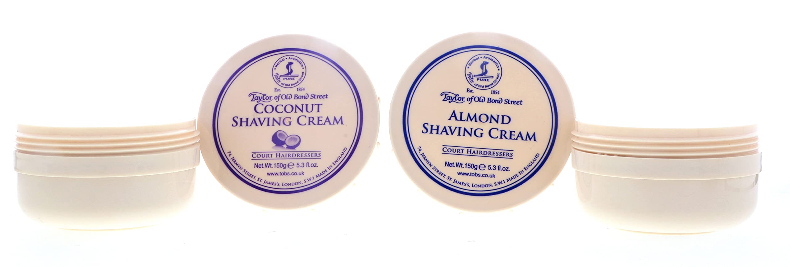 Taylor of Old Bond Street Shave Cream -- 2 Pack 5.3 0z Each Choose Your Scents! (Almond and Coconut)