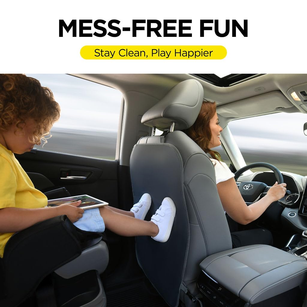lebogner Back Seat Cover for Kids, 2 Pack X-Large Waterproof Kick Mats Backseat Protector, Durable Car Seat Back Protectors for Vehicles to Protect from Dirt, Mud & Scratches, Fits Most SUVs, Grey