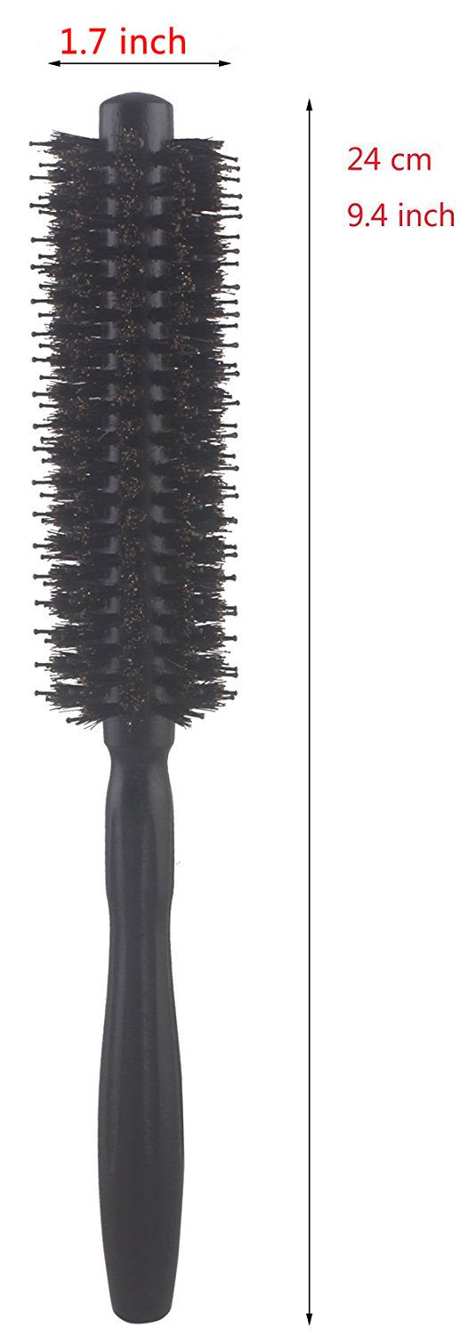 Perfehair Round Brush with Natural Boar and Nylon Bristles, Volumizing Hair Brush- 1. 5 Inch Diameter Barrel