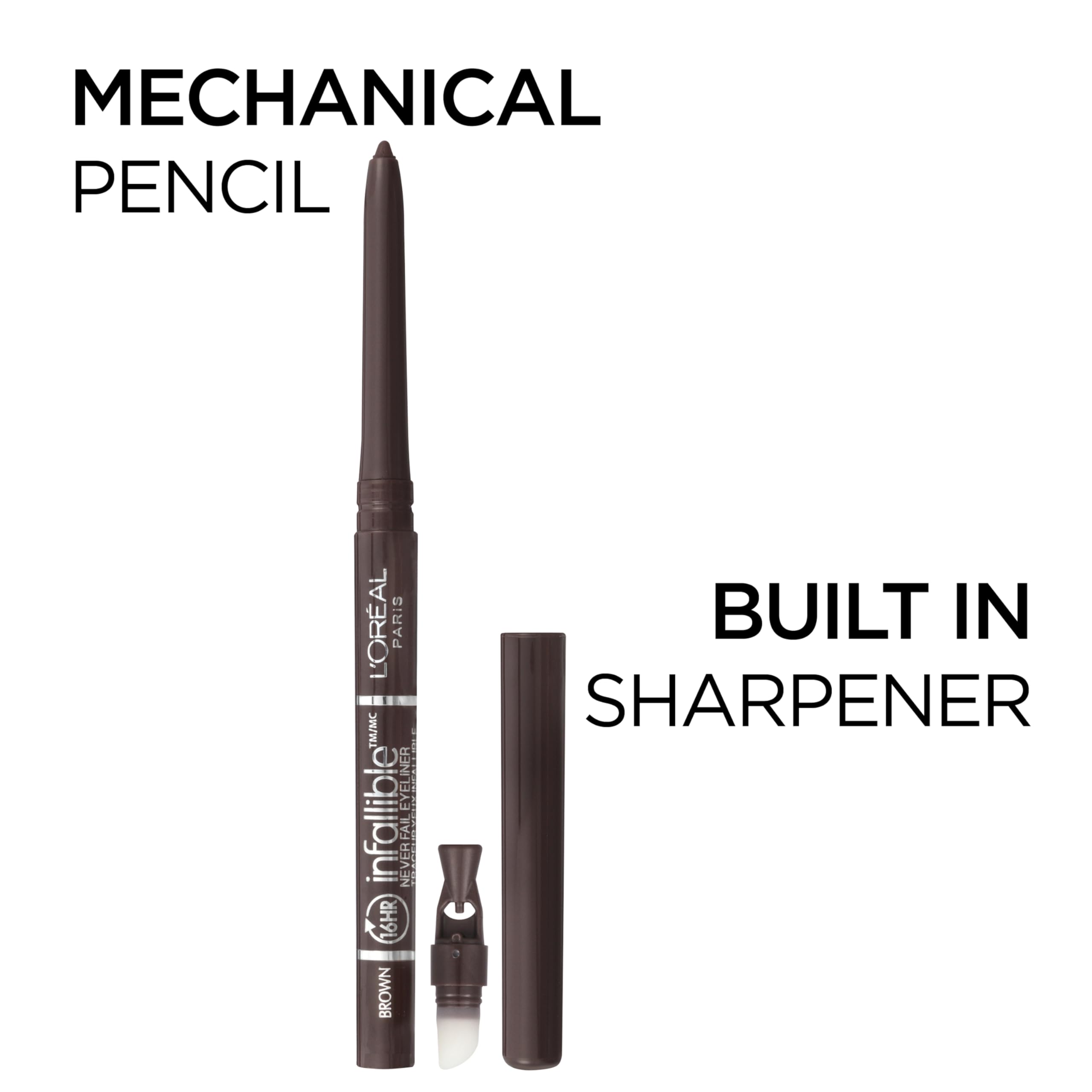L'Oreal Paris Makeup Infallible Never Fail Original Mechanical Pencil Eyeliner with Built in Sharpener, Black, 0.008 oz., 1 Count