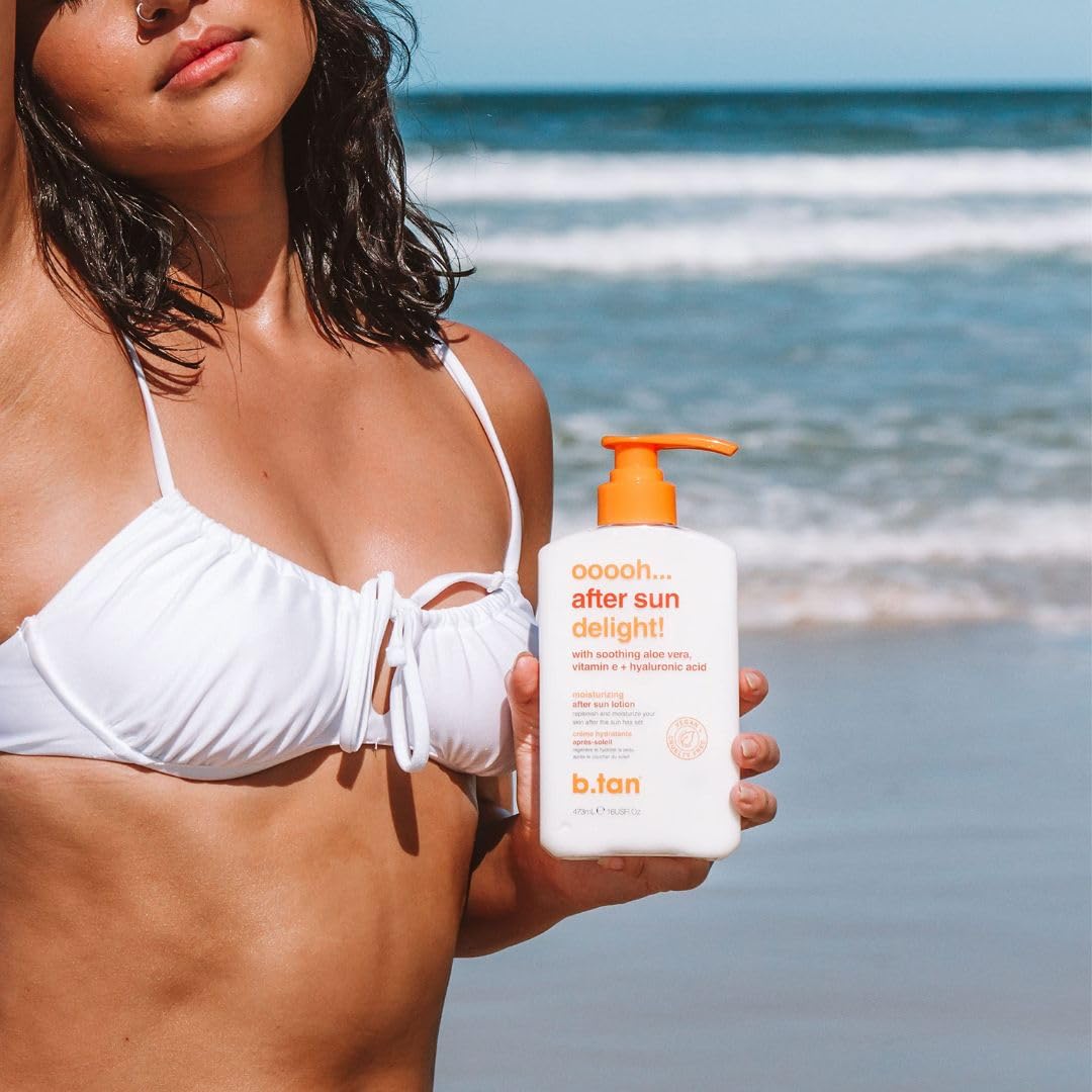 B.TAN After Sun Lotion | Ooooh Aftersun Delight - Aloe Vera & Hyaluronic Acid, Sun Burn Pure Skin Relief, Moisturizing, Soothing, Face & Body Cream, 16 Fl oz