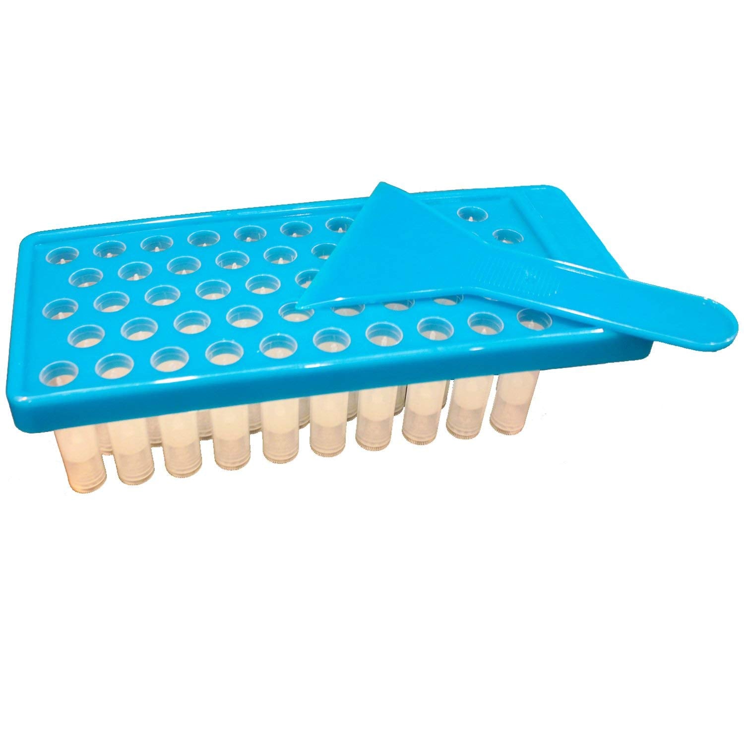 Lip Balm Kit, Made in the USA Fill Tray With Spatula and 50 Clear Lip Balm Containers (0.15 oz each) BPA Free by Mary Tylor Naturals