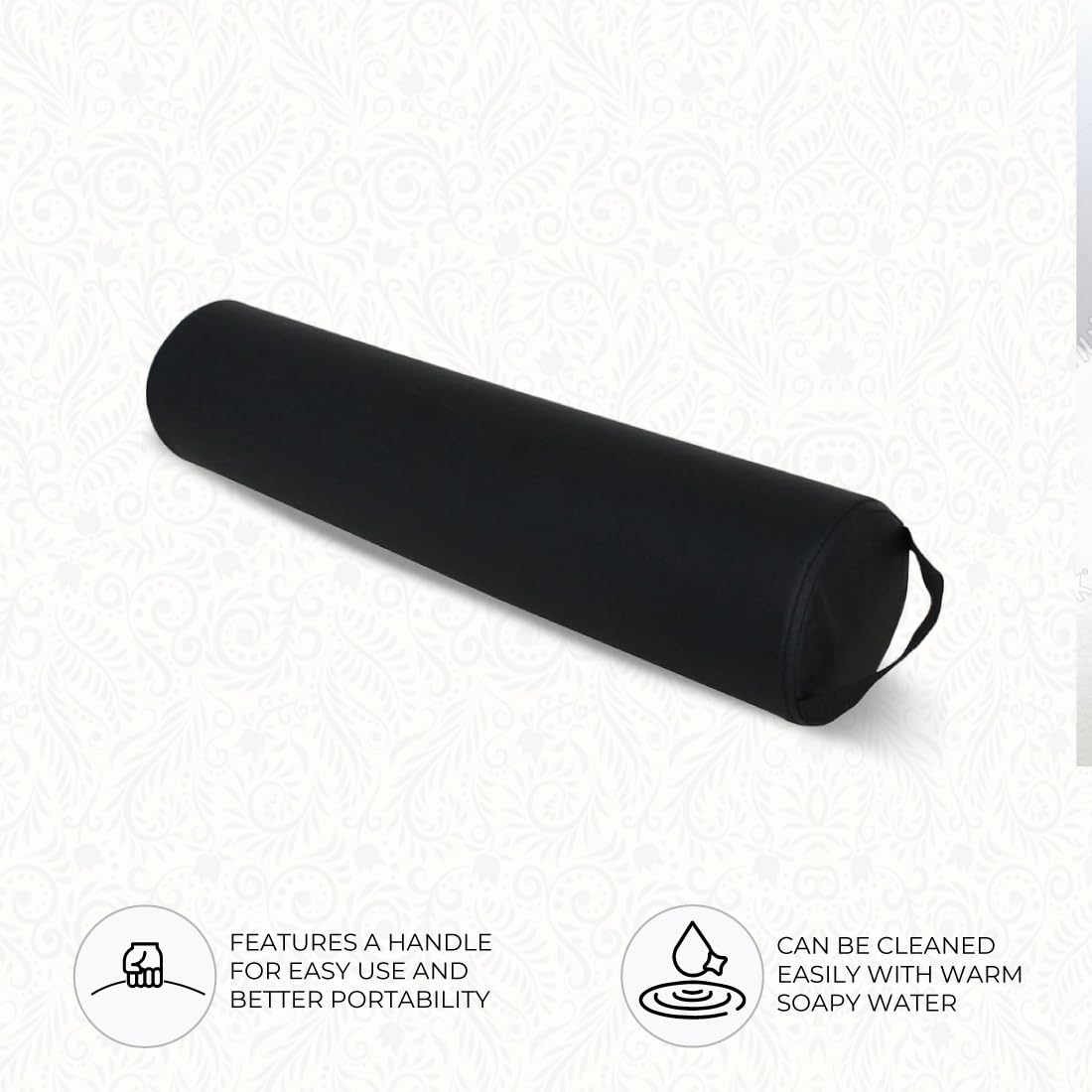 ForPro Full Round Bolster, Black, Oil and stain-resistant, for Massage and Yoga, 6ââ‚¬Â R x 26ââ‚¬Â L
