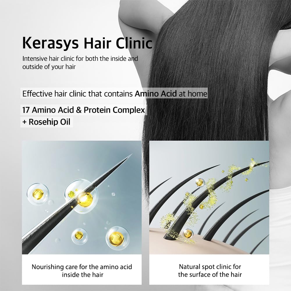 Kerasys Hair Clinic Protein Care System for Thin Limp Hair Rosehip Oil REVITALIZING 13.5 fl oz / 400 ml (Shampoo 1-Pack)