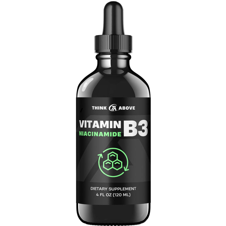 Think Above Liquid Vitamin B3 (as Niacinamide) Supplement - Non Flush Form of Niacin - Fast Absorption -Convenient Niacin Drops for Women and Men - 4 oz (120ml)