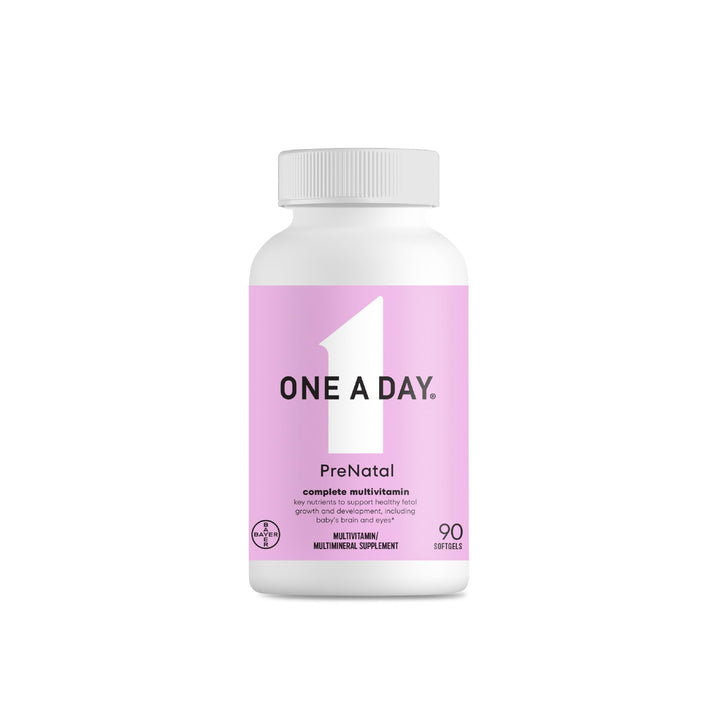 ONE A DAY Women's Prenatal 1 Multivitamin, Supplement for Before, During, and Post Pregnancy, Including Vitamins A, C, D, E, B6, B12, and Omega-3 DHA, 90 Count (Packaging May Vary)