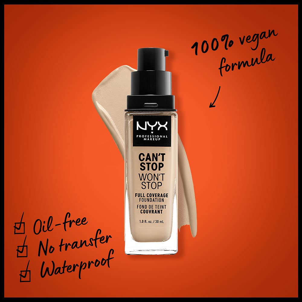 Nyx Professional Makeup Can't Stop Won't Stop 24-Hour Foundation (Nude, 30 ml)