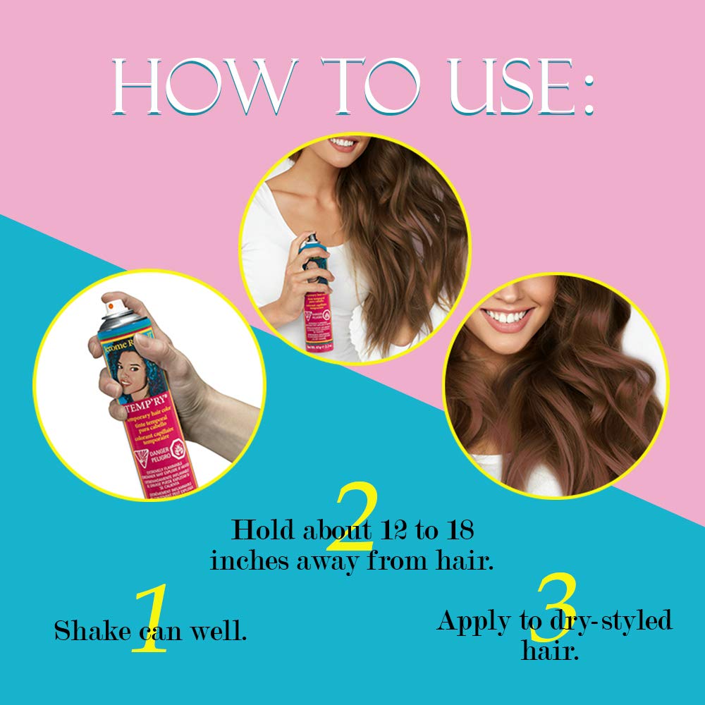 Jerome Russell Fast-Drying, Non-Sticky Hair Color Spray - Intense Brown Temporary Hair Dye for Travel, Vivid Color, 2.2 oz