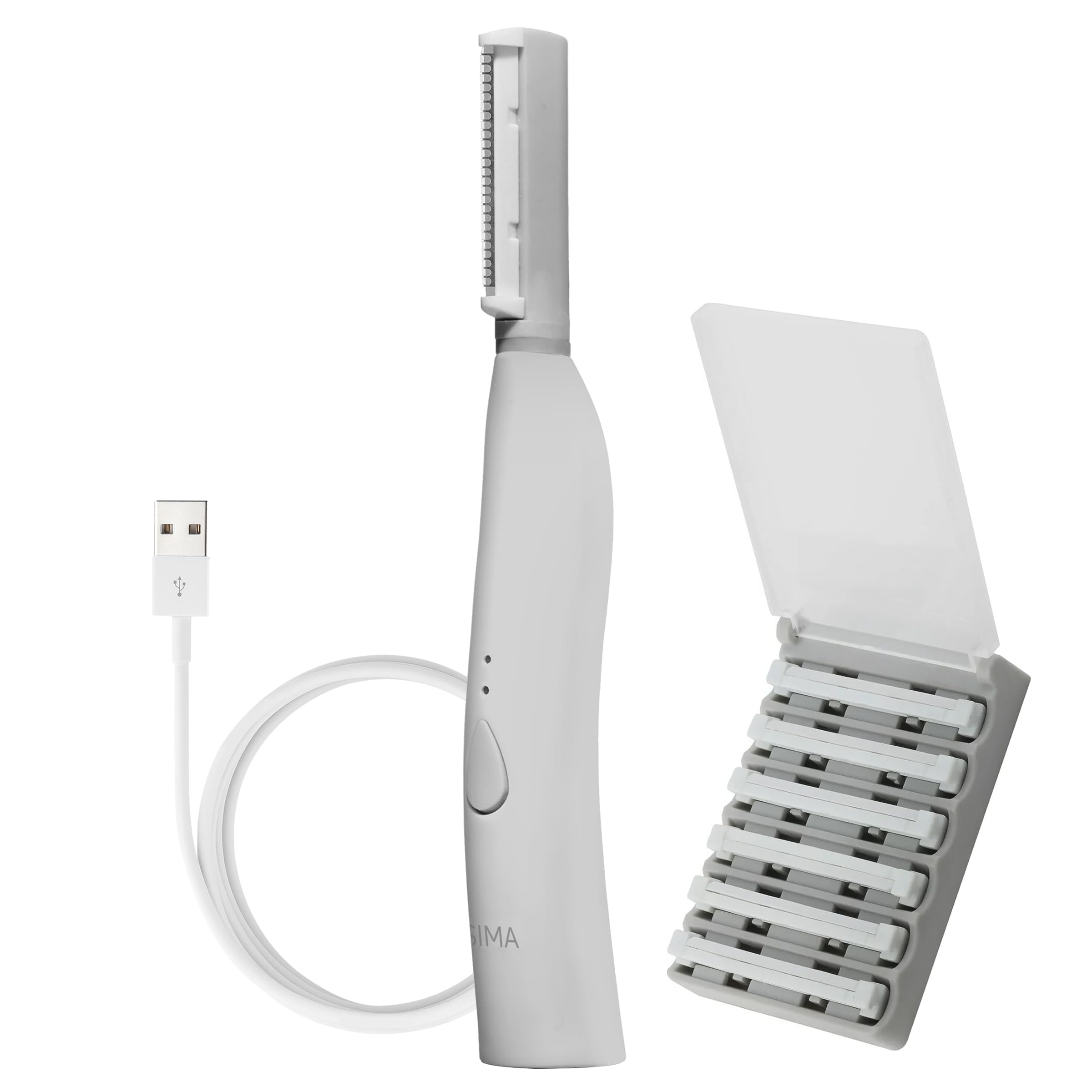 Spa Sciences SIMA Sonic Dermaplaning Tool-Professional & Painless 2 in 1 Facial Exfoliation & Peach Fuzz-Hair Removal System w/ 7 Weeks Treatment Included|Anti-Aging|3 Speeds|Rechargeable