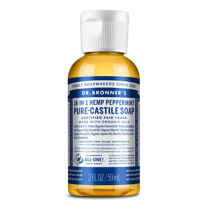 Dr. Bronner's Magic Soaps Fair Trade and Organic Castile Liquid Soap, Peppermint, 2 Fluid Ounce