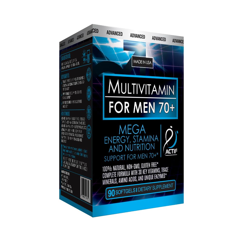 ACTIF Multivitamin for Men Age 70+ with 30 Advanced Factors – Non GMO, Made in USA, 90 Count