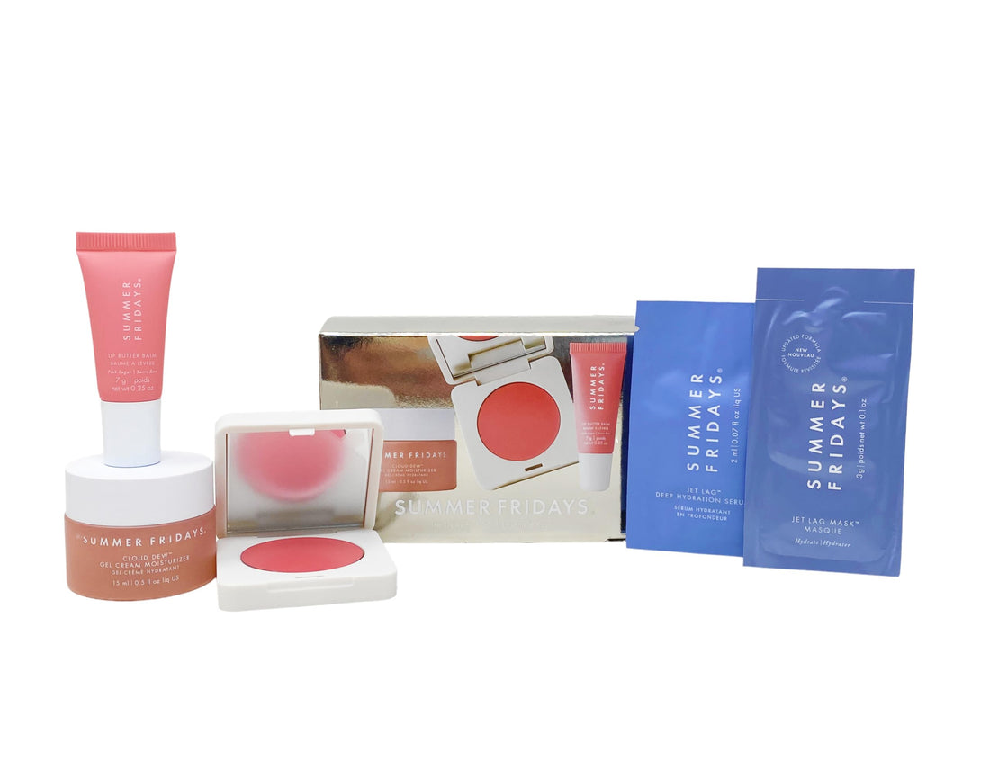 Summer Fridays The Dewy PinkSet - Gel Cream Mosituruzer, Lip Balm in Pink Sugar and Bush Butter Balm in Pink Sunset