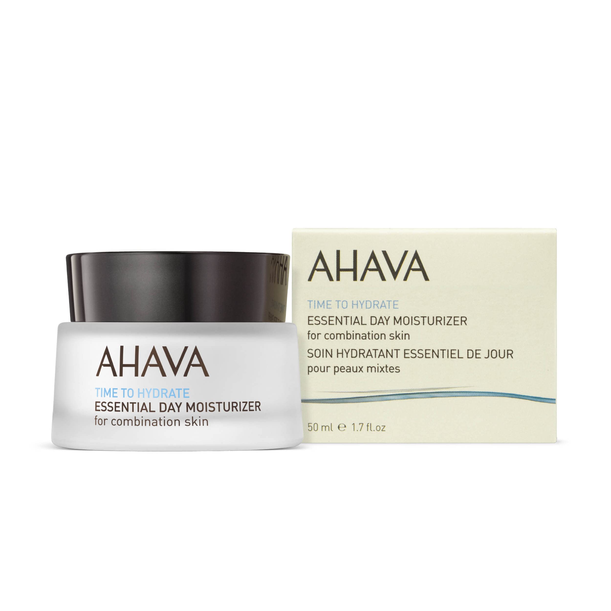 AHAVA Essential Day Moisturizer, Combination Skin - Essential Daily Hydrating Facial & Neck Cream, Anti-Aging & Smoothing Effect, Enriched with Osmoter, Aloe Vera, Allantoin & Vitamin E, 1.7 Fl.Oz