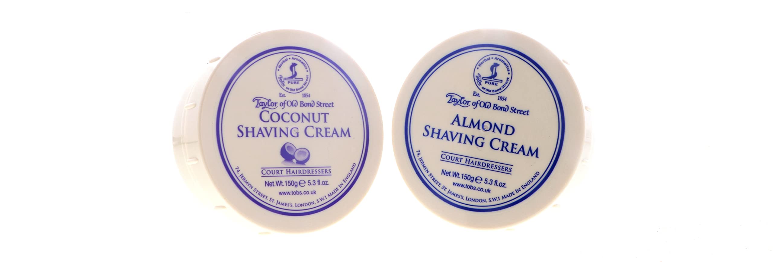 Taylor of Old Bond Street Shave Cream -- 2 Pack 5.3 0z Each Choose Your Scents! (Almond and Coconut)