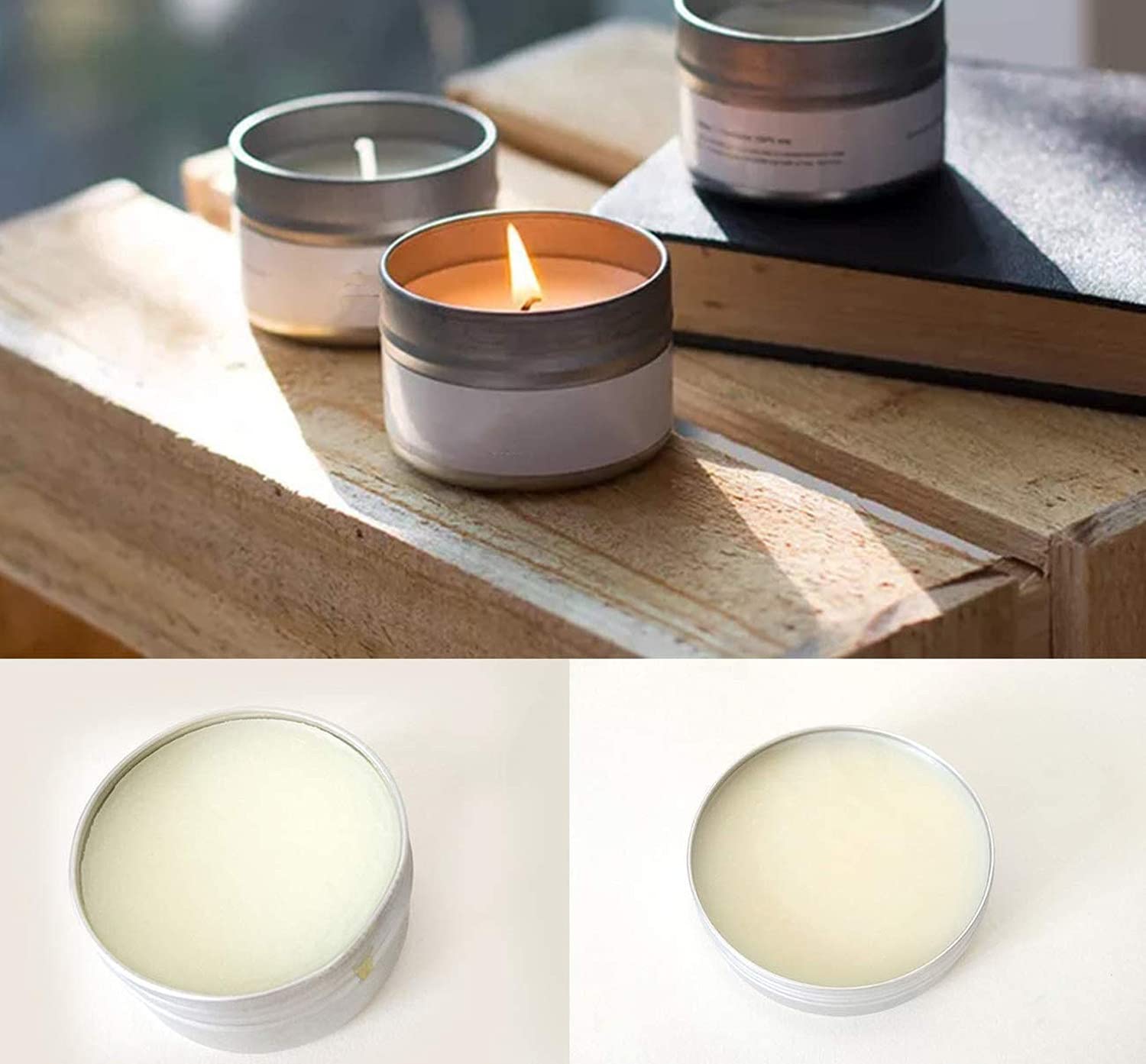 Healthcom 5-Ounce 12 Pack Screw Top Round Steel Tin Cans Aluminum Metal Tin Flat Storage Container for DIY Beauty,Cosmetics,Accessories,Candle Travel Tins or Storage Survival Kit